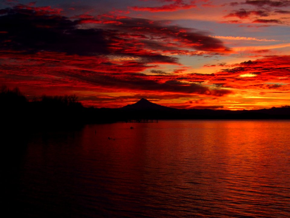 Sunrise at Columbia River and Mt. Hood