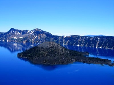 Wizard Island at Crater Lake NP in OR photo