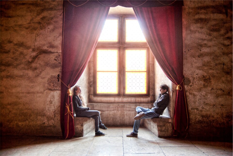 Sitting talking conversation