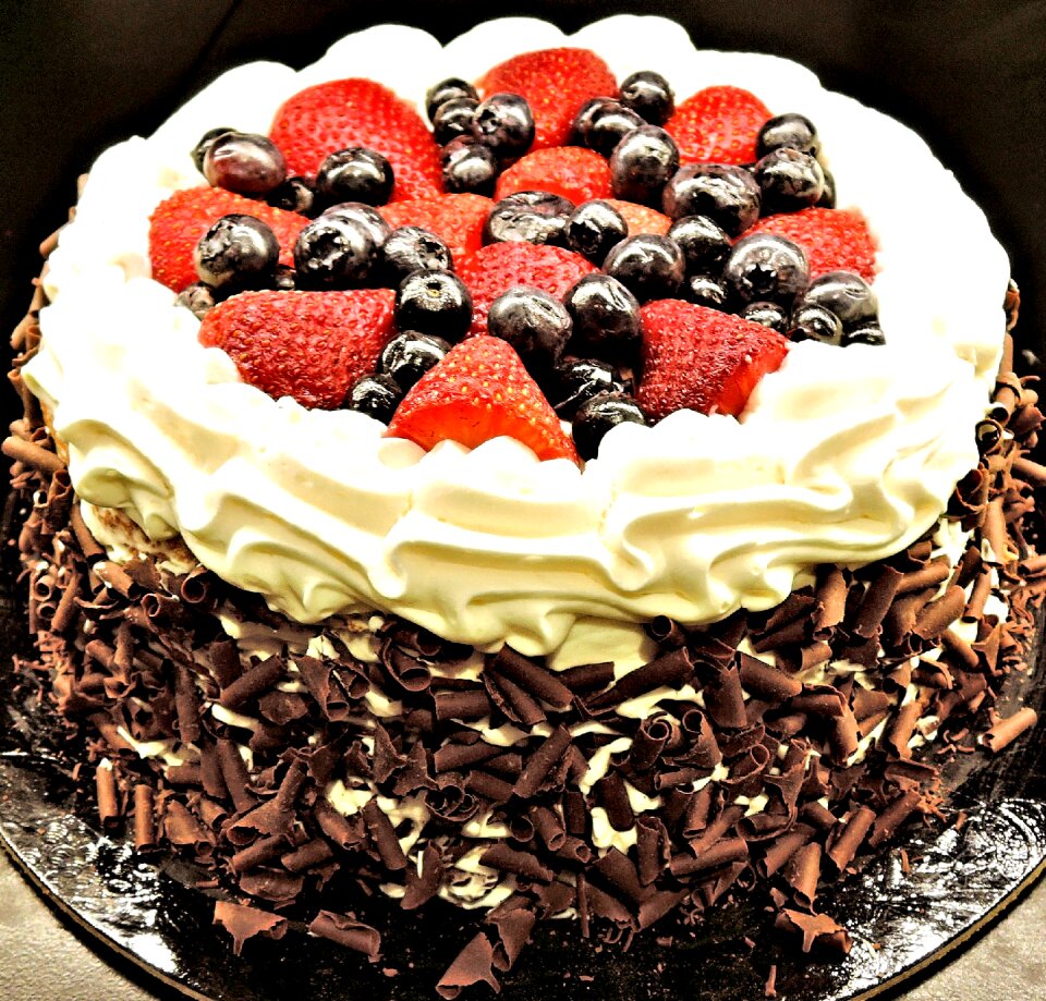 Blueberries whipped cream food