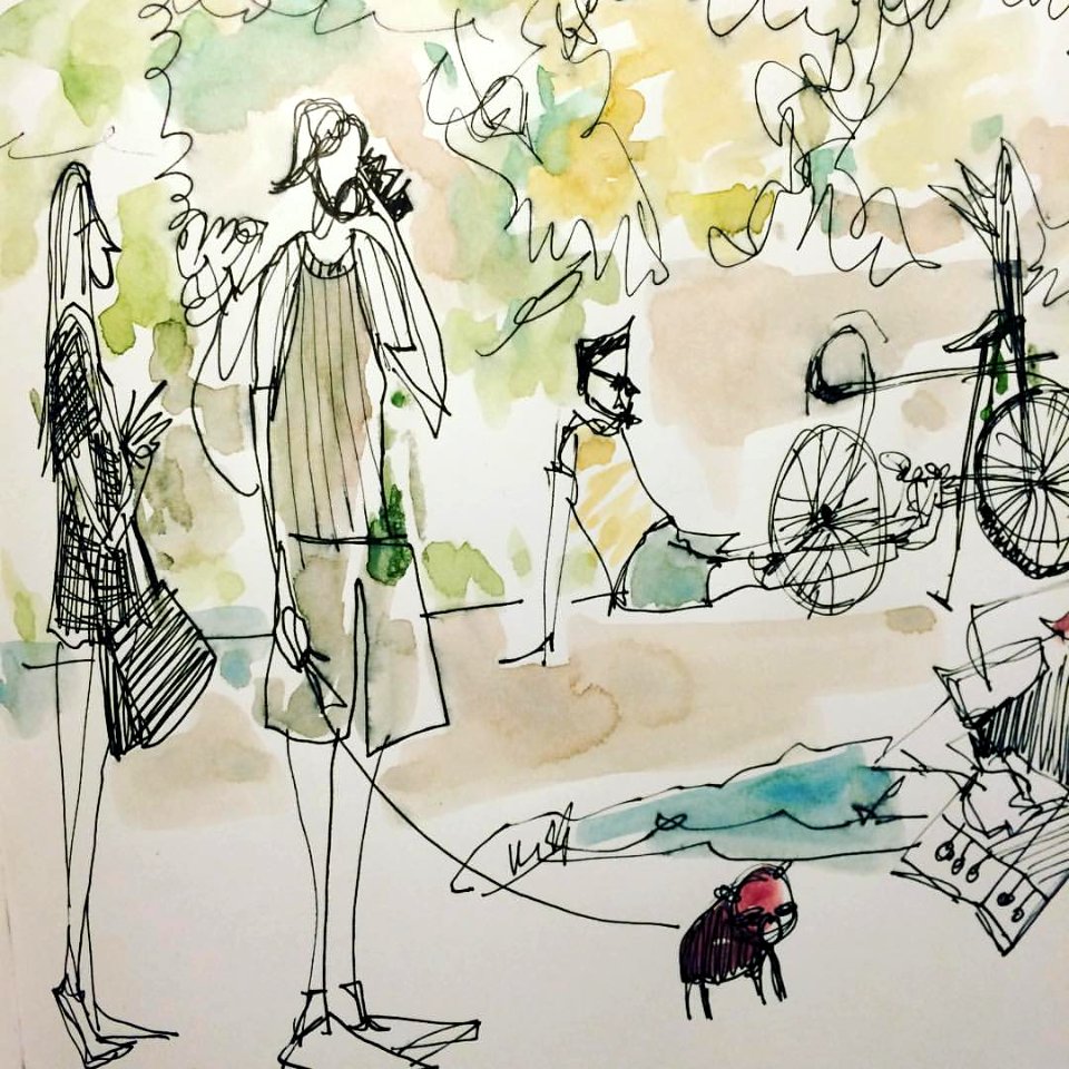 HipsterLand en #dibujamadrid #sketches #pentel #2demayo #watercolor