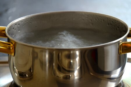 Stainless steel pot temperature cook photo