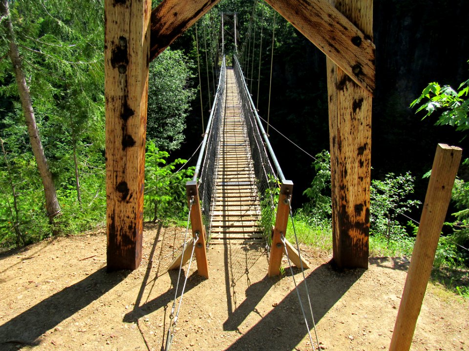 Suspension Bridge on Lava Canyon Trail in Washington