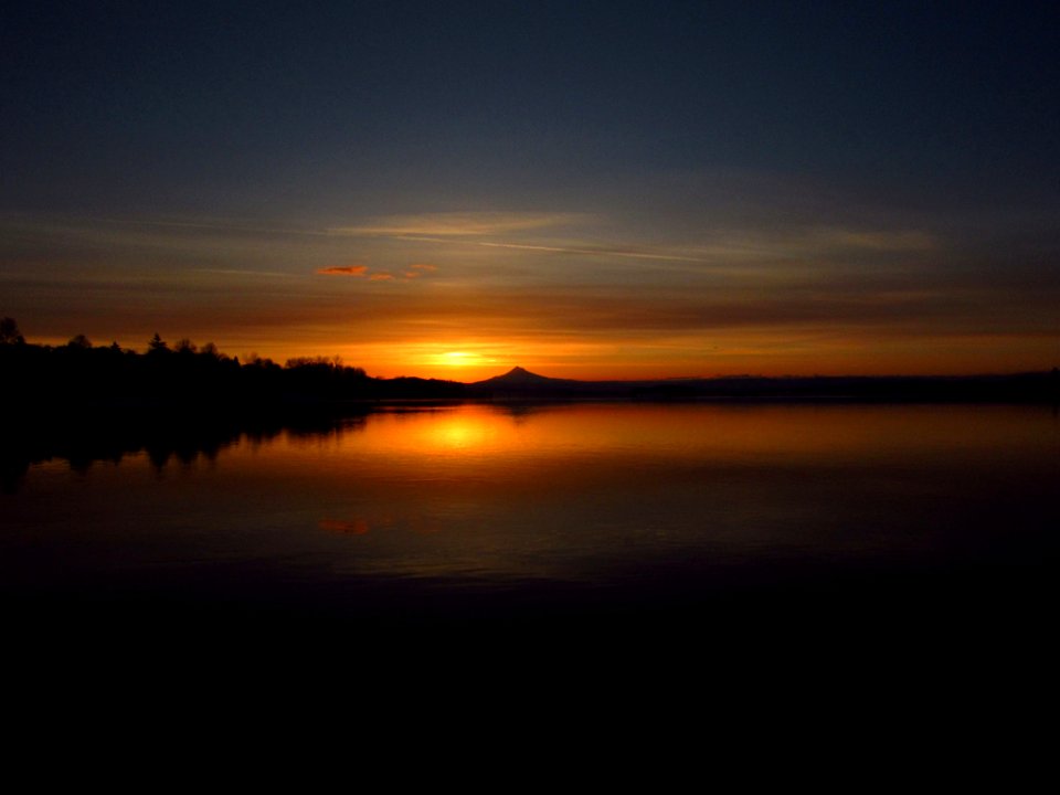 Sunrise at Columbia River and Mt. Hood