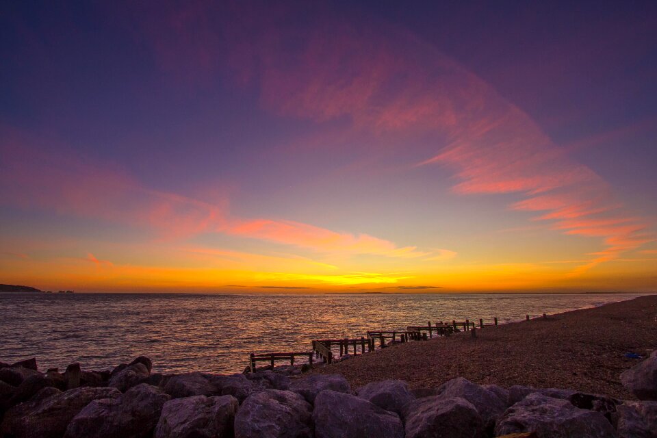 Seascape sunset in the evening