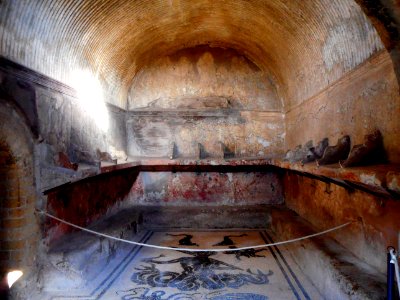 "Apodyterium" [dressing-room] of the female thermal baths at Herculaneum, buried by Vesuvius' eruption on 79 AD photo