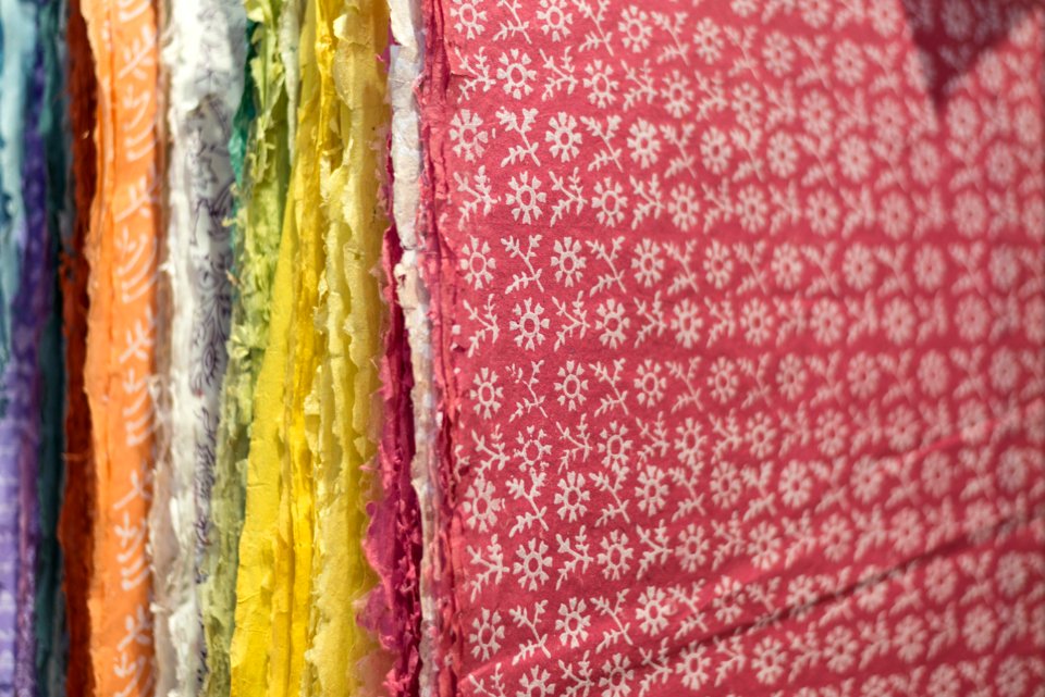 Handmade indian paper in paper museum shop in Basel