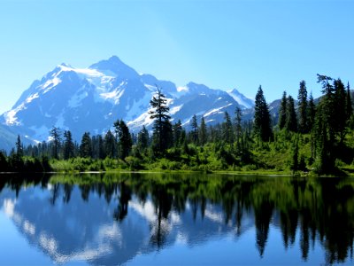 Mt. Shuksan and Picture Lake at Mt. Baker-Snoqualmie NF in WA photo