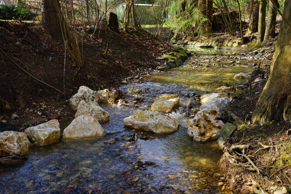 Stones flow water