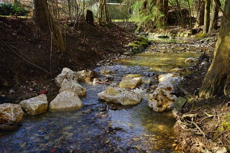 Stones flow water