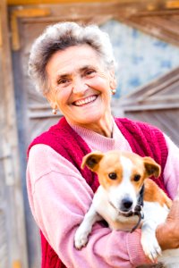 Laughing Woman With Puppy photo