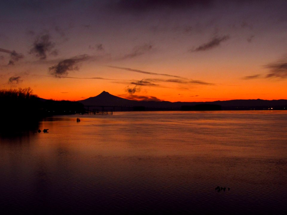 Sunrise at Columbia River and Mt. Hood