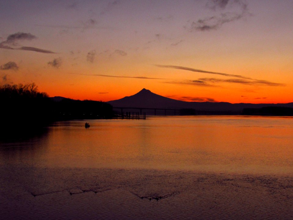 Sunrise at Columbia River and Mt. Hood