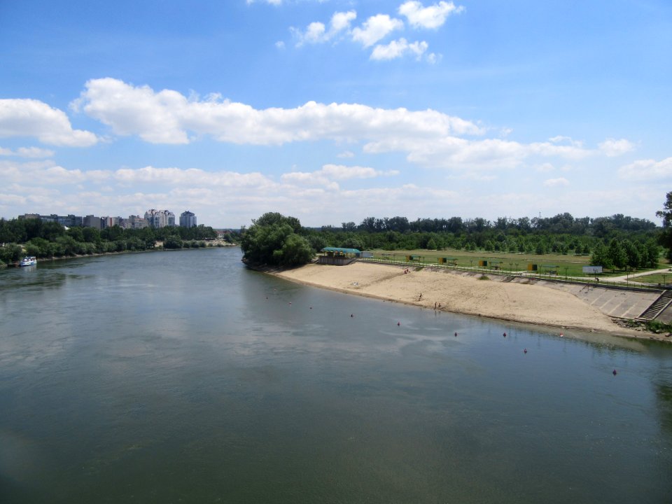Dniestr River bank and beach Tiraspol PMR Transnistria