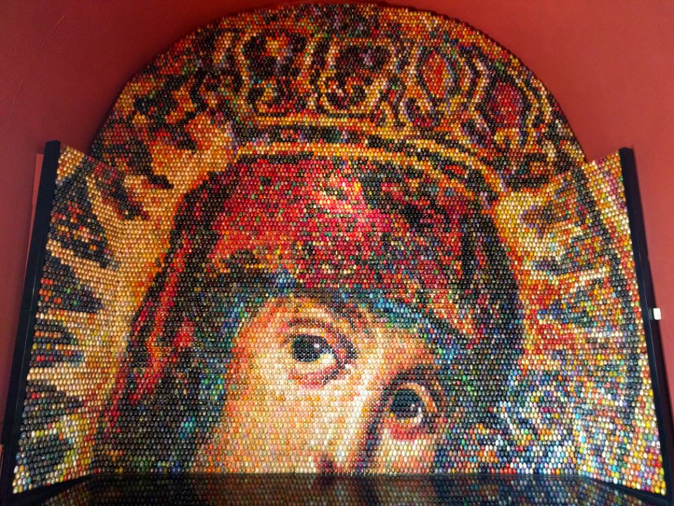 Mosaic out of painted Easter Eggs Oksana Mas Looking Into Eternity Kiev Ukraine