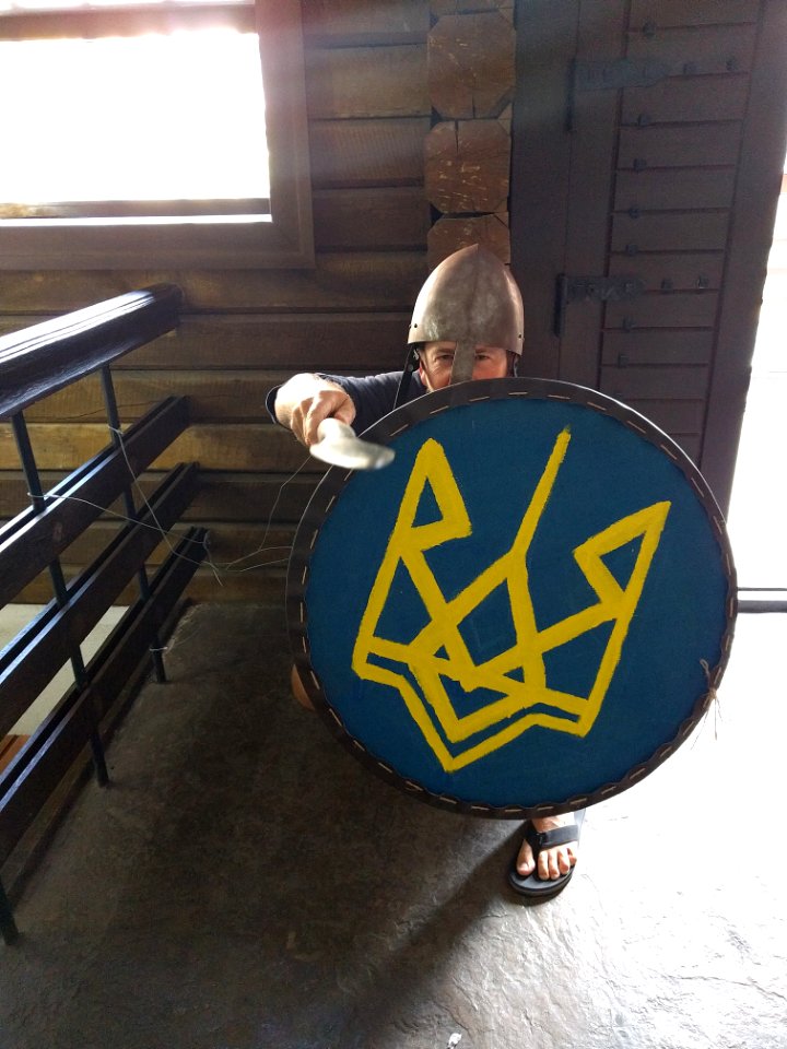 Keith with Sheild Hat and Spear like Yaroslav the Wise Zoloti Vortota Kiev Ukraine