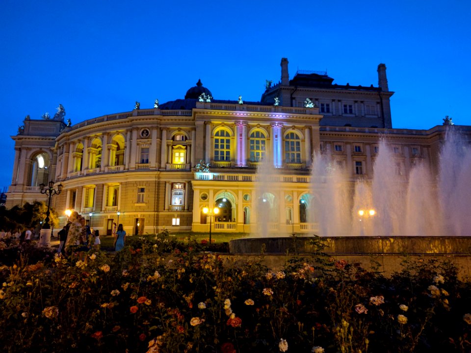 Opera House at night Odesa Ukraine