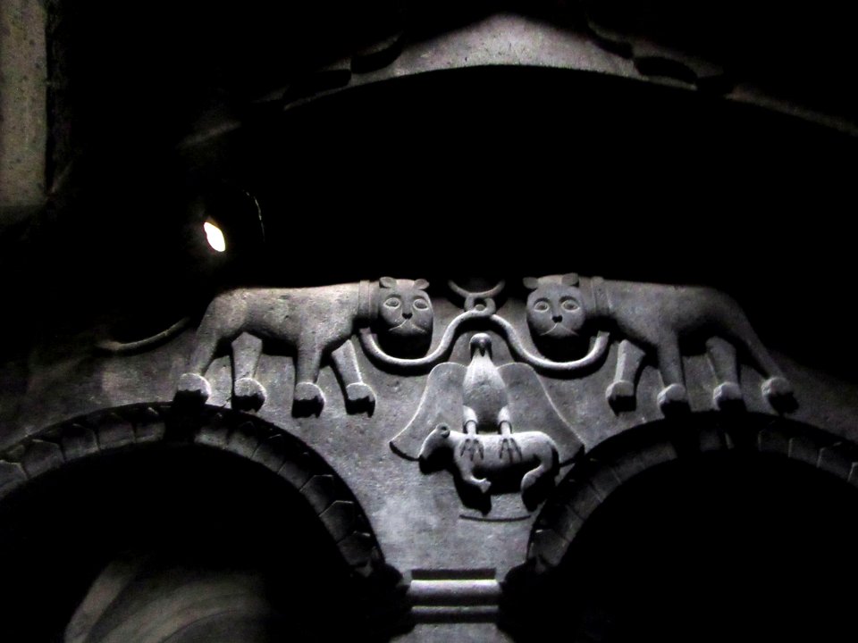 Coat of arms of of Prince Papaq Proshian leading to his burial chamber from the 13th century Geghard Monastery Armenia