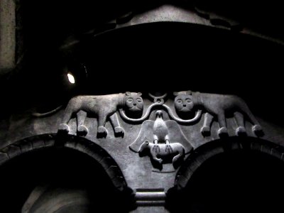 Coat of arms of of Prince Papaq Proshian leading to his burial chamber from the 13th century Geghard Monastery Armenia photo