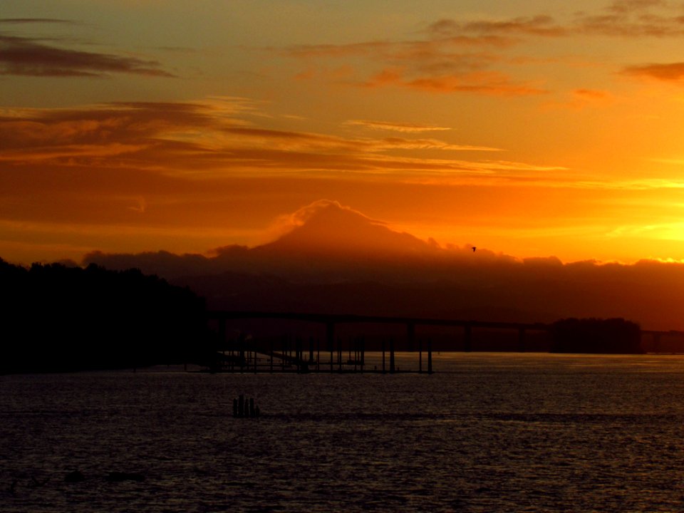 Sunrise at Columbia River and Mt. Hood