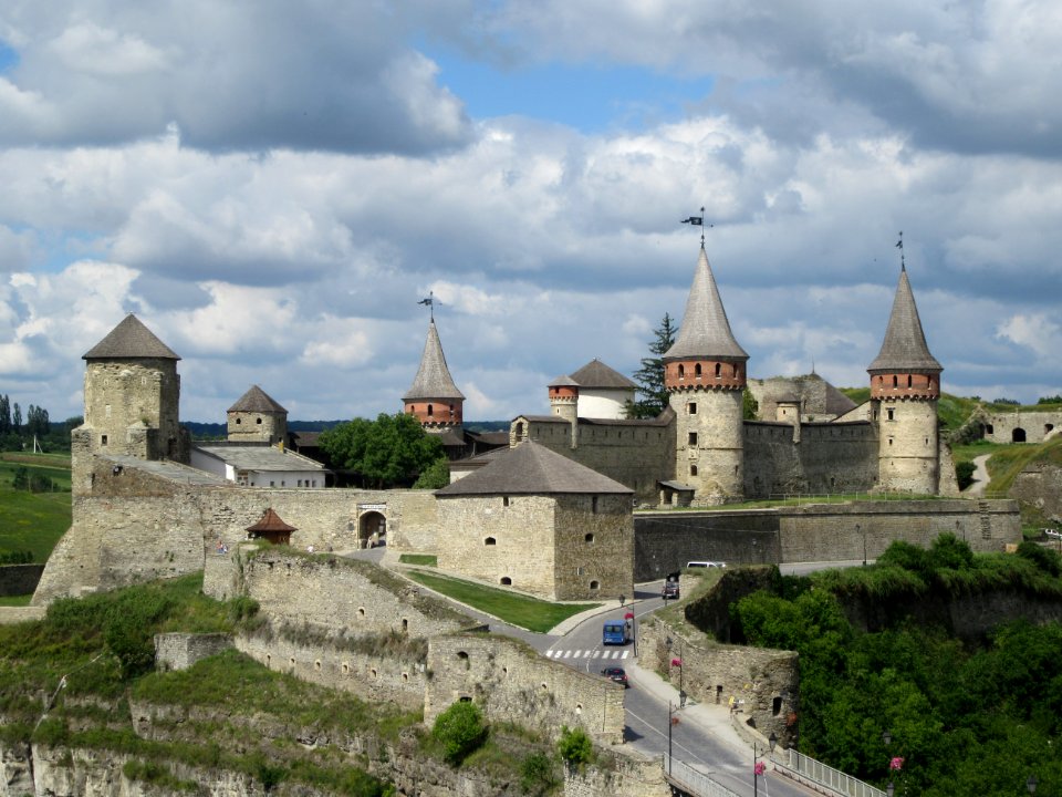 Kamyanets-Podilsky Fortress from Old Town Side of bridge Ukraine