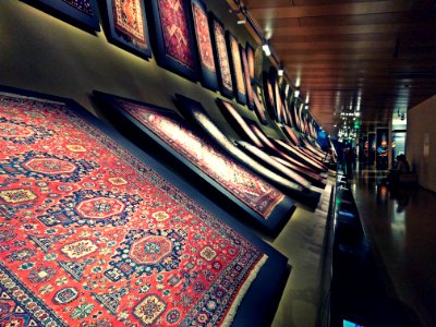 Curved building of the carpet museum displaying rugs Baku Azerbaijan