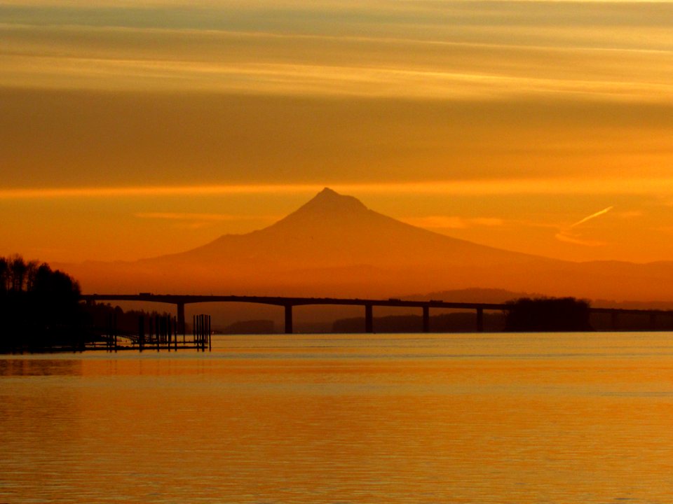 Sunrise at Columbia River and Mt. Hood