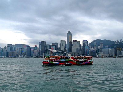 Ferry and Hong Kong Island skyline photo
