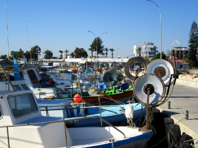 Fishing boats in Larnaka Cyprus photo