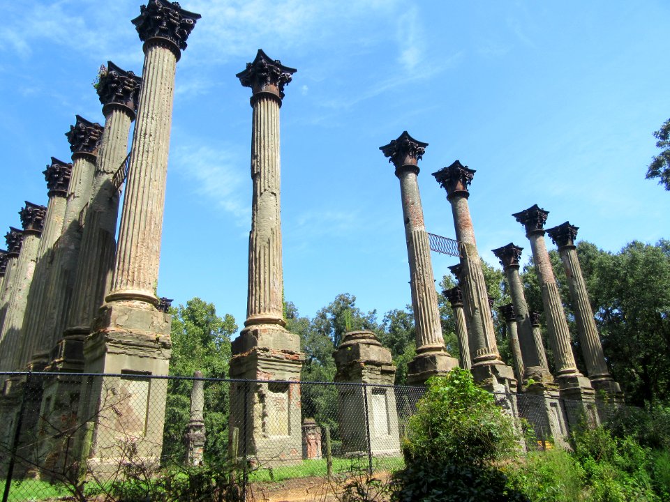 Columns of home built in 1860 burned in 1890 Windsor Ruins Natchez Trace Parkway Mississippi