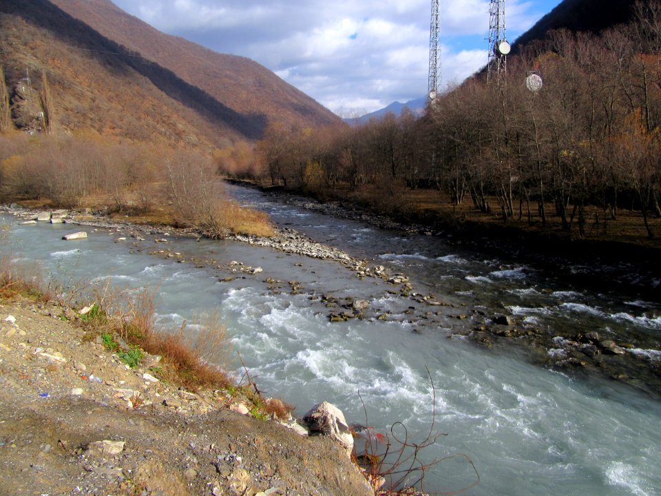 Where the white and dark Aragvi River Converge Georgia