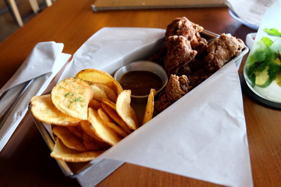 Fried chicken cooking lunch