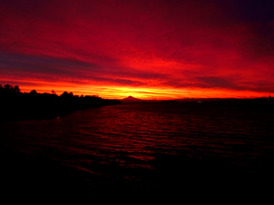 Sunrise at Columbia River and Mt. Hood