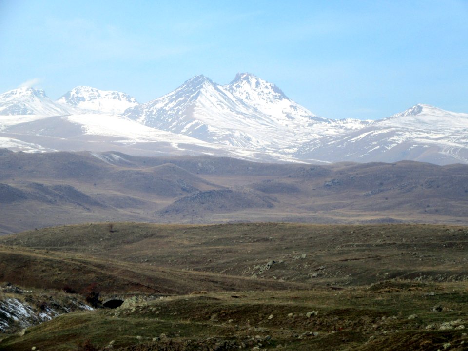 Snow covered mountain tops Armenia
