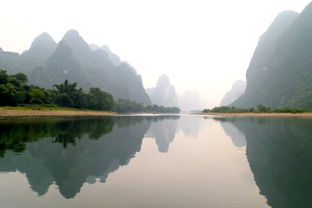 Landscape lake mountain and water photo