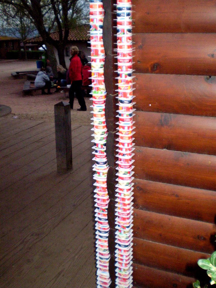yoghurt cup tower