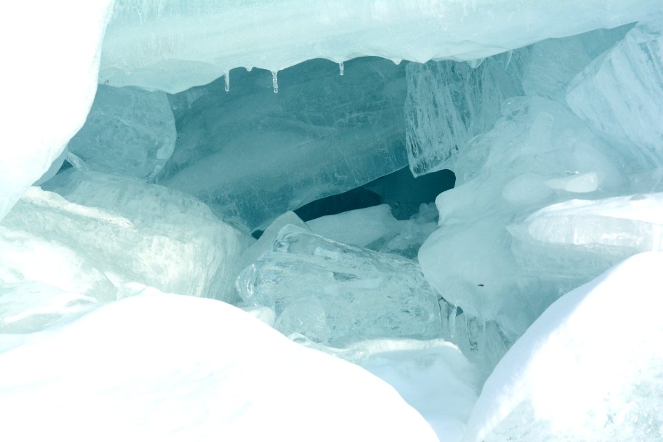Blue ice along the Straits of Mackinac