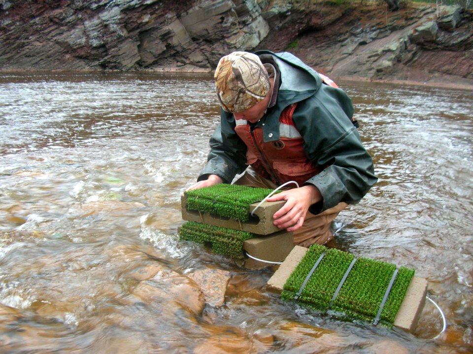 Josh Schloesser egg mat check at Bad River lower falls