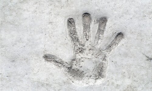 Prominent handprint finger photo