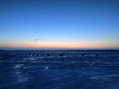 Ice fishing houses on Buffalo Lake