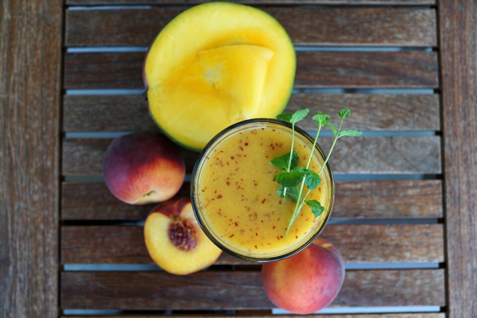 Glass healthy peach