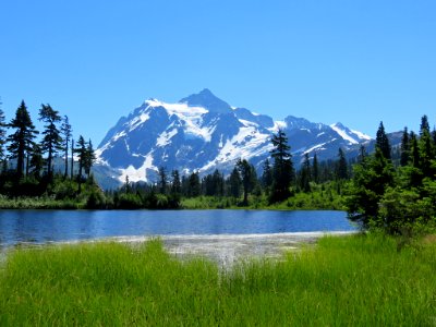 Mt. Shuksan and Picture Lake at Mt. Baker-Snoqualmie NF in WA photo