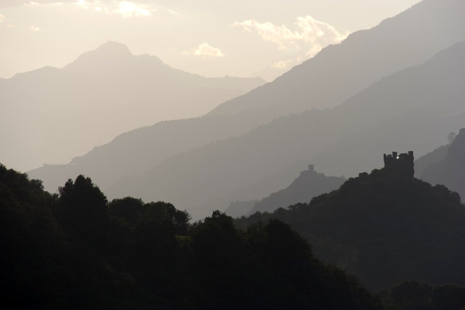 Mountain profiles castle evening