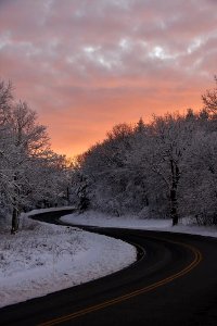 Sunset and Snow on Skyline Drive photo