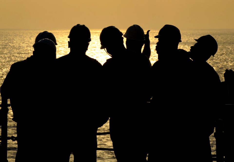 Waiting ship sunset