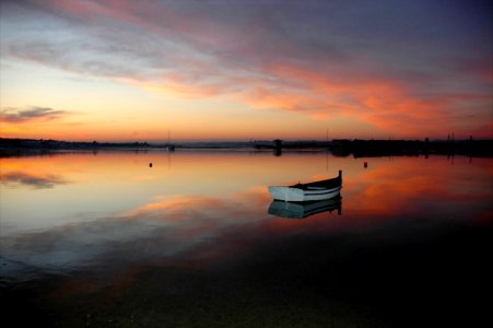 Lisbon; dusk; fishing; oars; river Tagus photo