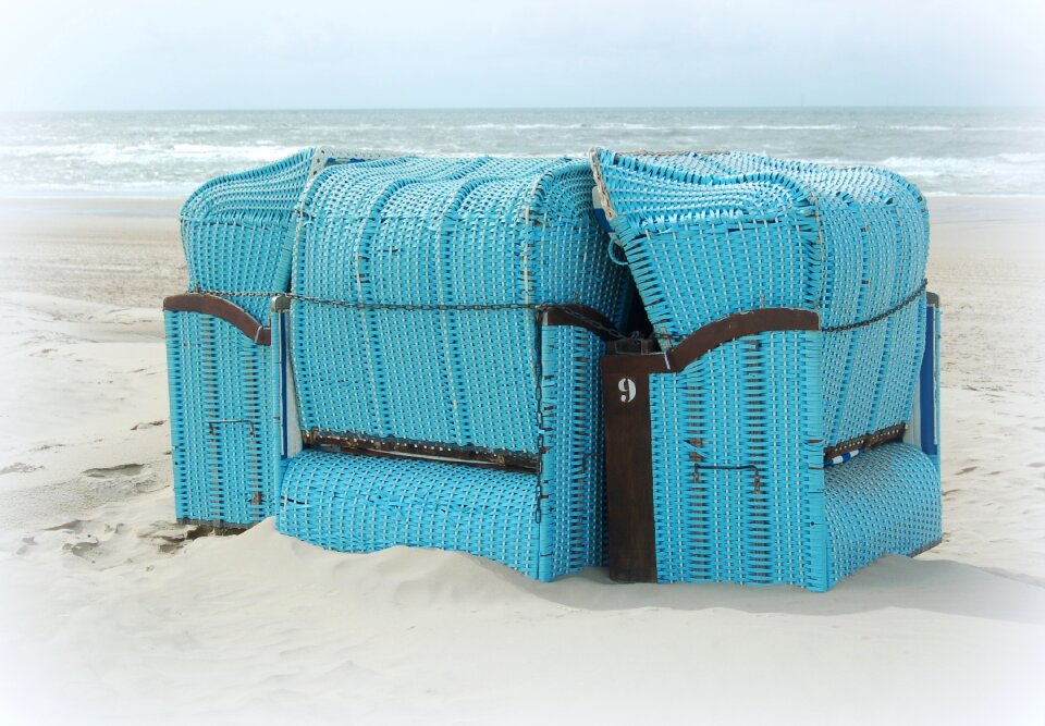Chairs sea blue sky photo