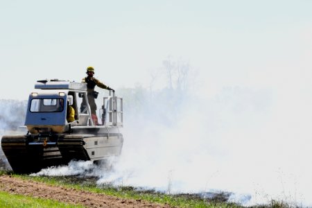 Crews perform a controlled burn at Schlee Waterfowl Production Area