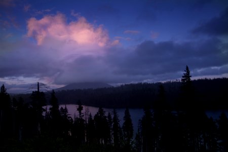 Sunset over Suttle Lake, Oregon photo
