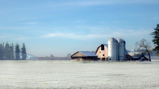 Barn on a cold frosty day